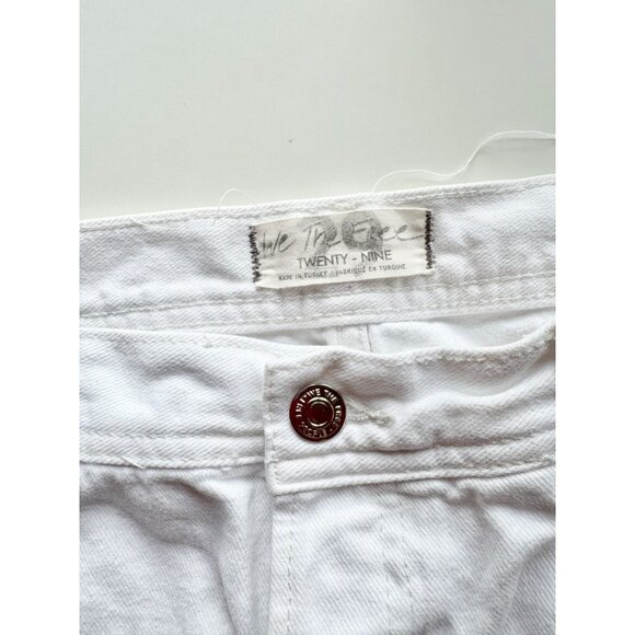 WE THE FREE PEOPLE Maggie White Mid Rise Destroyed Straight Leg Jeans, Size 29 - Picture 12 of 14